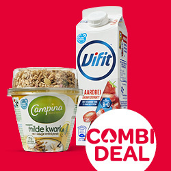 Productfoto van Vifit of Optimel pak 500 ml + Campina kwark kuip 225 gram samen voor € 3.50
