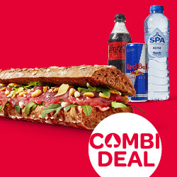 Productfoto van SPAR vers belegd broodje + gekoeld drankje samen voor € 5.75