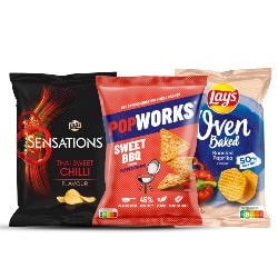 Alle Lay's Oven Baked & Sensations 150 gram & PopWorks 85 gram