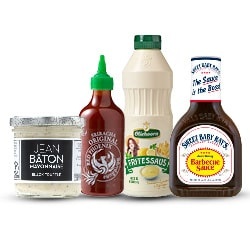 alle Red Phoenix, Jean Baton, Sweet Baby Ray of Oliehoorn saus 130/750 ml of gram