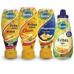 alle Remia fritessaus of mayonaise top down tubes of friteslijn