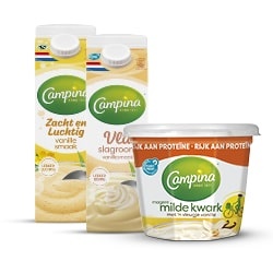 alle Campina kwark bak 225 of 500 gram of vla pak 1 liter