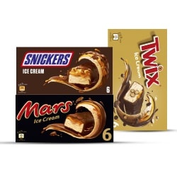 Productfoto van Mars, Snickers of Twix ice cream 6 pack