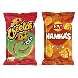 Productfoto van Lay's Hamka's, Nibb-it sticks, Crunchetos en Chipito Kaas 110/125 gram
