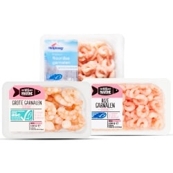 Productfoto van Heiploeg Noordse garnalen of Vis Marine grote of roze garnalen pak 100 gram