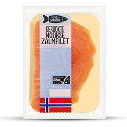 Productfoto van Vis Marine gerookte Noorse zalm pak 100 gram