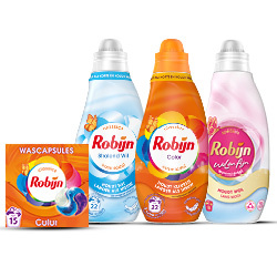 Productfoto van alle Robijn vloeibaar wasmiddel, capsules of wasmiddeldoekjes