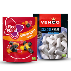 Productfoto van alle Red Band en Venco (sta)zakken 190/245 gram
