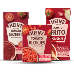 alle Heinz Frito, tomatenblokjes of gezeefde tomaten