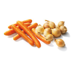 Productfoto van bio+ winterpeen zak 1 kilo of uien zak 750 gram