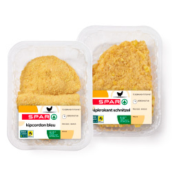 Productfoto van SPAR kipkrokantschnitzel, -cordonbleu, -schnitzel of -satéschnitzel pak 2 stuks