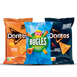 Productfoto van Alle Doritos 160/185 gram en Lay's Bugles 125 gram