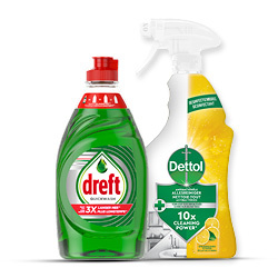 Productfoto van alle Dreft handafwas of Dettol