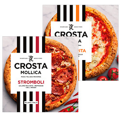 Productfoto van alle Crosta & Mollica pizza's of pizza bites