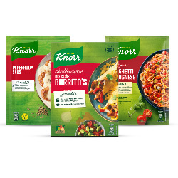 Productfoto van alle Knorr Wereldgerechten, sauzen of maaltijdmixen