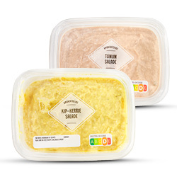 Productfoto van alle ambachtelijke brood- of toastsalades bakje 150 gram