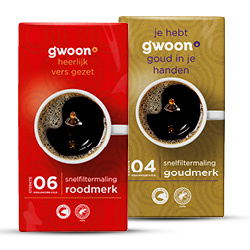 Productfoto van g'woon rood of goud filterkoffie 250 gram