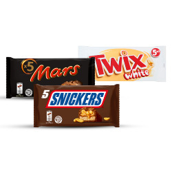 Productfoto van mars, snickers en twix 5-packs