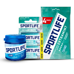 Productfoto van alle Sportlife multipacks, potten en mints 2-packs