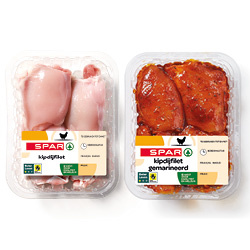 SPAR kipdijfilet naturel of gemarineerd per 400 gram