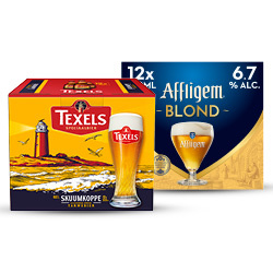 Affligem blond 12x300 ml of Texels Skuumkoppe 12x300 ml