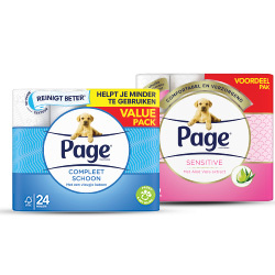 Page toiletpapier compleet schoon 24 rollen of sensitive 16 rollen