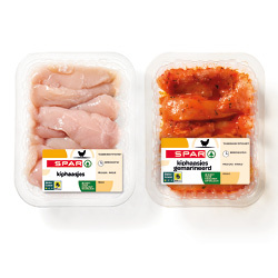 SPAR kipfilethaasjes naturel of gemarineerd bak 275 gram