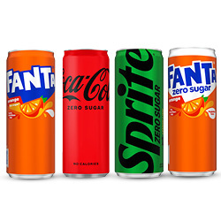 alle Coca Cola, Fanta of Sprite blik 250 ml