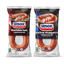 Unox extra magere rookworst 275 gram of Gelderse rookworst 285 gram