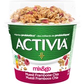 Activia yoghurt muesli framboos voorkant