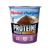 Almhof proteine mousse  met chocolade smaak voorkant