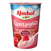 Almhof roomyoghurt framboos-granaatappel  voorkant