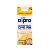 Alpro yoghurtdrink mango passievrucht voorkant