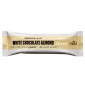 Barebells protein white chocolate almond bar calorierijk en boordevol eiwitten voorkant