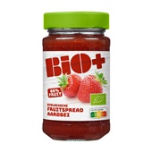 Bio+ jam aardbeien voorkant