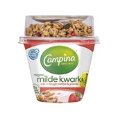 Campina kwark aardbei en granola voorkant