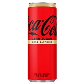 Coca Cola zero caffeïne blik 250 ml voorkant