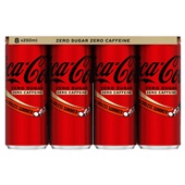 Coca Cola zero caffeïne blik 8 x 250 ml voorkant