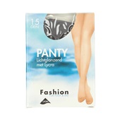 Fashion panty lichtglanzend grafiet maat 36-40, 15 denier voorkant