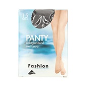 Fashion panty lichtglanzend grafiet maat 44-48, 15 denier voorkant