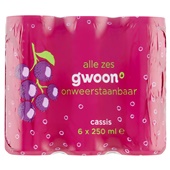 g'woon cassis 6-pack blik 250 ml voorkant