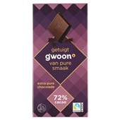 g'woon extra pure chocolade 72% cacao voorkant