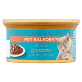 g'woon kattenvoer reepjes in saus kalkoen voorkant