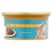 g'woon kattenvoer reepjes in saus kip & lever voorkant