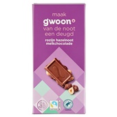 g'woon tablet rozijn hazelnoot melkchocolade voorkant