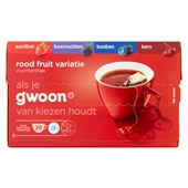 g'woon vruchtenthee mix 4 smaken rood fruit voorkant