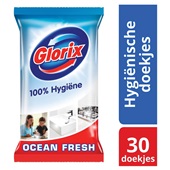 Glorix allesreiniger hygiënische doekjes ocean fresh achterkant