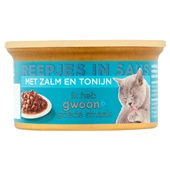 Gwoon kattenvoer reepjes in saus zalm & tonijn voorkant