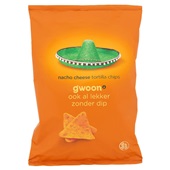 Gwoon tortilla chips chips nacho cheese voorkant