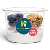 Healthy hand yoghurt blauwe bes-granola voorkant